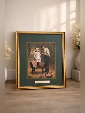 Vintage Gold Framed Print “The Thorn” by James Hayllar • Collectible Wall Art
